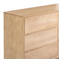 Light wood modern dresser with three spacious drawers.
