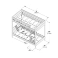 Isometric diagram of a twin-over-twin bunk bed frame with ladder, guardrails and slatted mattress supports, labeled dimensions 79 in (200 cm) length, 42 in (107 cm) width, 69 in (174 cm) height and 41 in (103 cm) clearance.