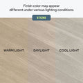 Stone finish color variations under warm, daylight, and cool lighting conditions.