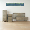 Pre-assembled bedroom furniture set with drawers and bed frame for easy assembly.