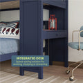 Space-saving integrated desk with chair for studying, working, or streaming under a loft bed setup.
