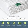 5-inch gel memory foam mattress with medium firmness, breathable anti-microbial cotton blend cover, non-toxic materials, hypoallergenic and machine washable.