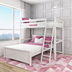 A18812-002 : Bunk Bed L-Shaped Twin Over Full Bunk Bed, White