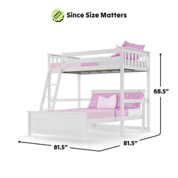 A18812-002 : Bunk Bed L-Shaped Twin Over Full Bunk Bed, White