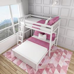 A18812-002 : Bunk Bed L-Shaped Twin Over Full Bunk Bed, White