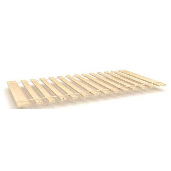 Wooden bed slats for mattress support and durability.