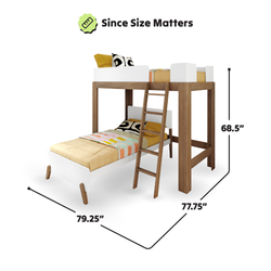 A20811-527 : Bunk Bed Modern L-Shaped Twin Over Twin Bunk Bed, Pecan & White