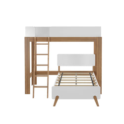 A20811-527 : Bunk Bed Modern L-Shaped Twin Over Twin Bunk Bed, Pecan & White